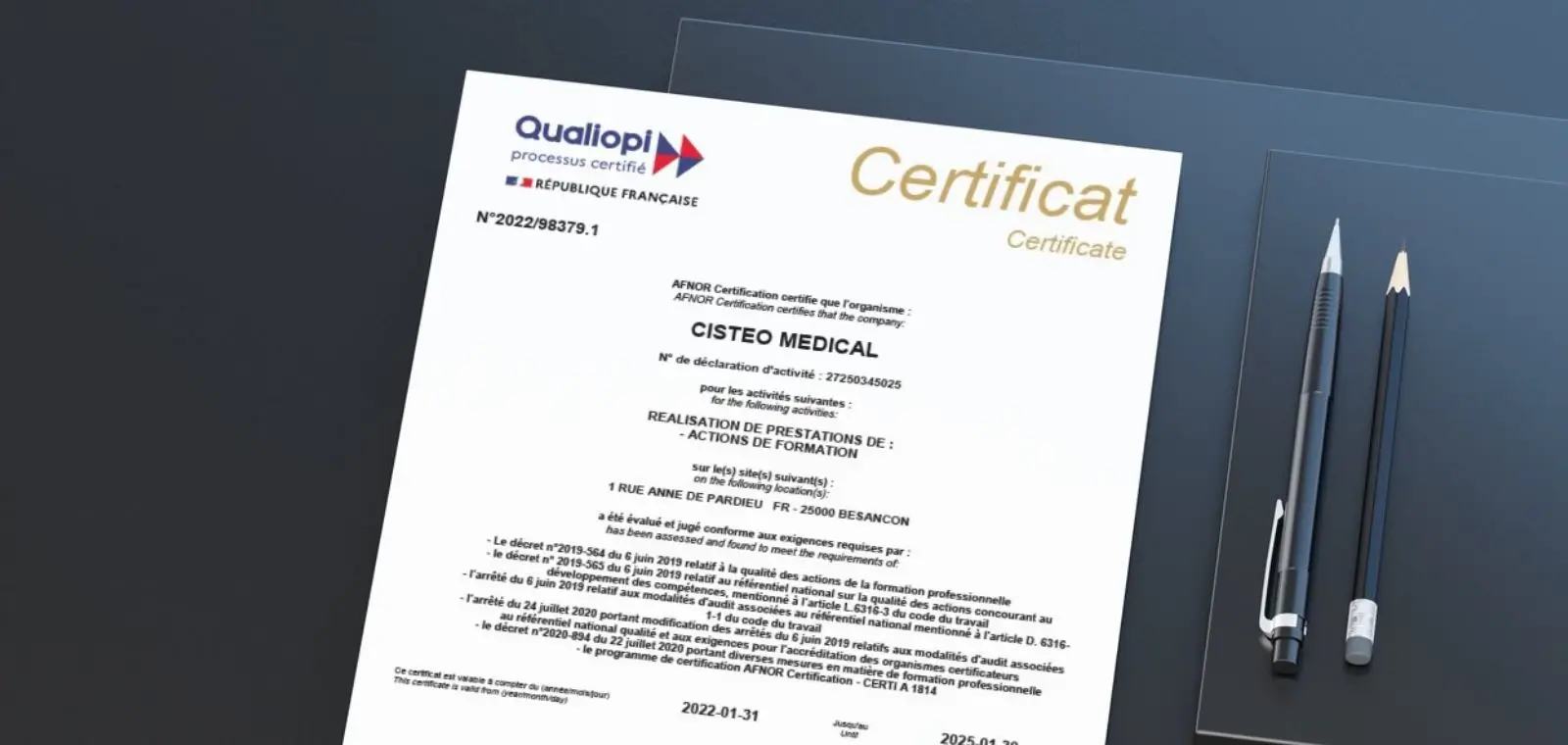certificat qualiopi cisteo medical